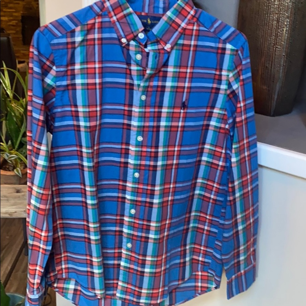 Youth Plaid Polo Button Down- Never Worn